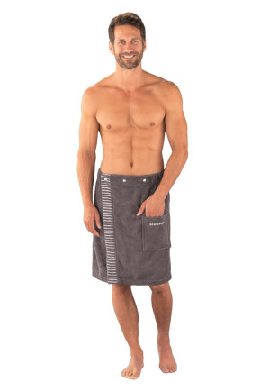 Serviette de sauna boutons-pression grande taille anthracite - SCHIESSER Home