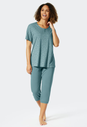 Damen Pyjama Rundhals Langarm Ringel Obertal Uni Hose Baumwolle 61465 