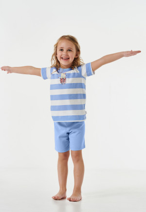 Pyjama court larges rayures licorne blanc - Casual World