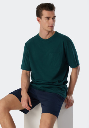 Pyjama court poche poitrine ronds vert foncé - Essentials Nightwear