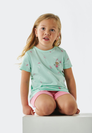 Schlafanzug kurz Organic Cotton Libellen Katze mint - Cat Zoe
