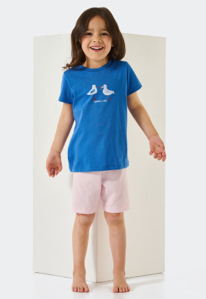 Pyjama court coton bio mouettes aqua - Natural Love