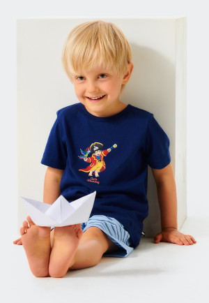 Schlafanzug kurz Organic Cotton Ringel Pirat Kapitän dunkelblau  - Capt´n Sharky