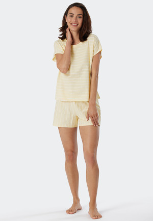 Pyjama court coton bio rayures vanille - Just Stripes