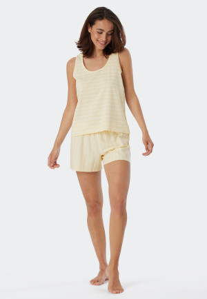 Pyjama court coton bio rayures vanille - Just Stripes