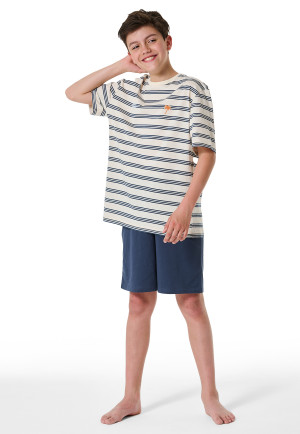 Schlafanzug kurz Organic Cotton Streifen creme - Nightwear
