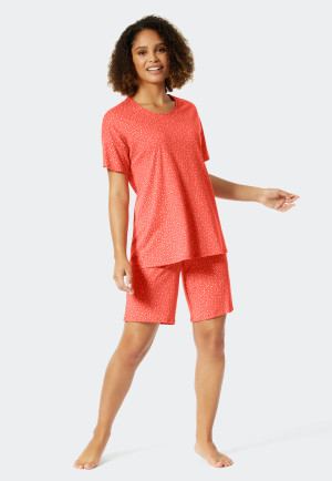 Pyjama court tencel silhouette en A à pois couleur corail - Minimal Comfort Fit