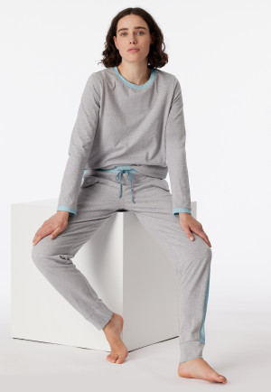 Schlafanzug lang Bio-Baumwolle dunkelgrau-meliert - Casual Nightwear