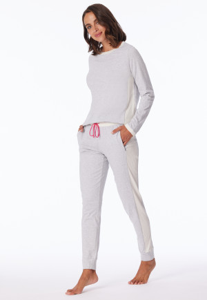 Schlafanzug lang Bio-Baumwolle grau-meliert - Casual Nightwear
