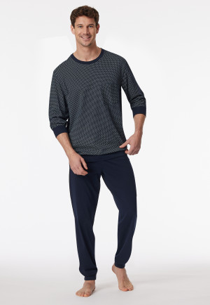 Pyjama long poignet bleu nuit - Comfort Essentials