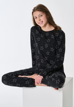 Pyjamas long cuffs stars black - Teens Nightwear