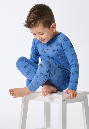 Pyjama long côtelé poignet véhicules bleu - Kids Nightwear