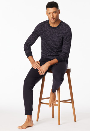 Pigiama lungo interlock con fantasia carbone - Fine Interlock