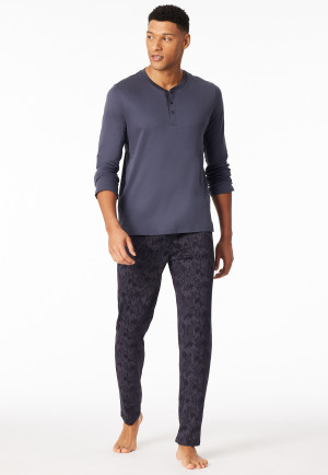 Pigiama lungo con abbottonatura in carbone - Fine Interlock