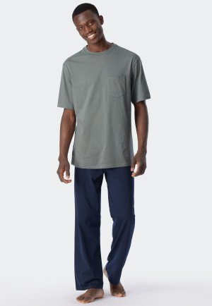 Pyjama long manches courtes poche poitrine ronds jade - Essentials Nightwear
