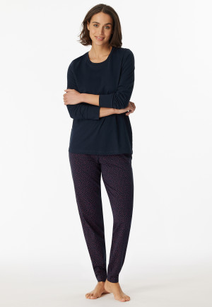 Pyjama long bleu nuit - Comfort Essentials