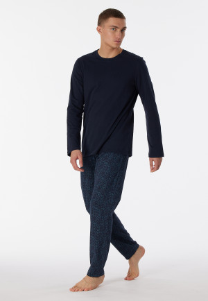 Pyjama long coton bio bleu nuit imprimé - Casual Nightwear