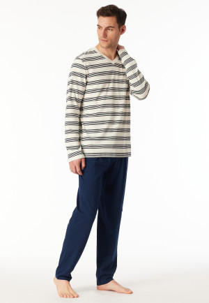 Pigiama lungo a righe bianco lime - Casual Nightwear