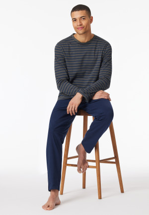 Pyjama long rayures anthracite - Casual Essentials