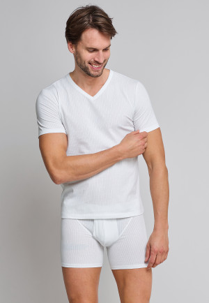 Shirt kurzarm 2er-Pack V-Ausschnitt weiß - Authentic