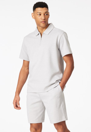 Shirt kurzarm Jacquard Reißverschluss jade - Mix+Relax