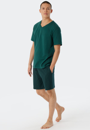 Tee-shirt manches courtes coton bio encolure en V vert foncé - Mix+Relax