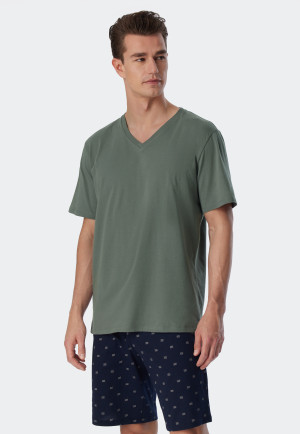 Tee-shirt manches courtes coton bio encolure en V jade - Mix+Relax