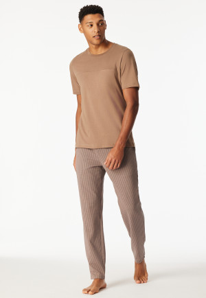 Shirt kurzarm Sweat-Qualität nougat - Mix+Relax