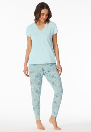 Shirt kurzarm tiefer V-Ausschnitt mint - Mix+Relax