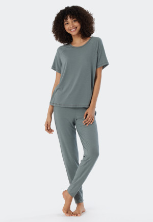 Maglia a maniche corte in viscosa oversize, giada - Mix+Relax
