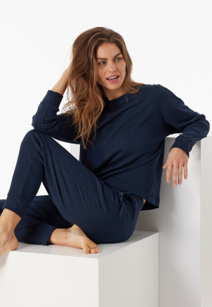 Shirt langarm Interlock Organic Cotton nachtblau - Mix+Relax