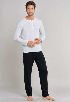 Shirt long-sleeved jersey button placket white - Mix + Relax