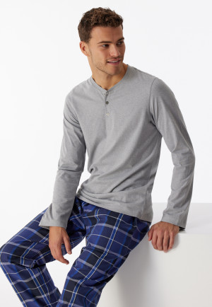 Shirt langarm Organic Cotton Knopfleiste grau-meliert - Mix+Relax