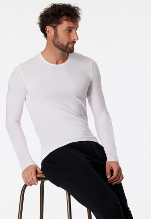 Shirt long-sleeved organic cotton round neck white - 95/5