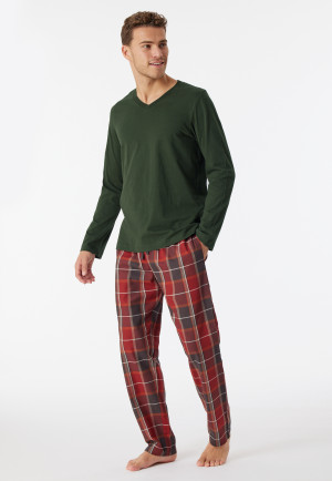 Shirt langarm Organic Cotton V-Ausschnitt dunkelgrün - Mix+Relax