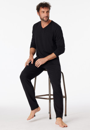 Long-sleeved shirt V-neck black - Mix + Relax