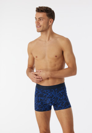 Confezione da 3 shorts in cotone biologico con elastico in vita intrecciato, a tinta unita/con fantasia blu scuro/blu reale - 95/5