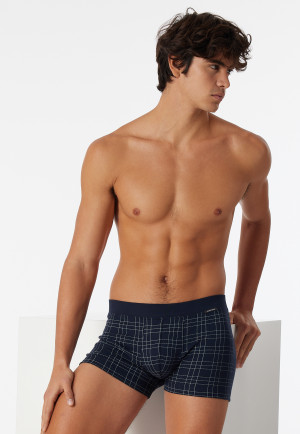 Shorts in raffinato tessuto Interlock con fantasia, blu notte/bianco - Fine Interlock