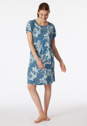 Sleepshirt short sleeve floral print bluebird - Modern Nightwear