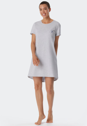 Sleepshirt kurzarm Print grau-meliert - Essential Nightwear