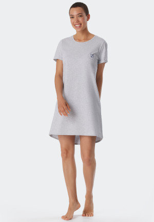 Maglia da notte a maniche corte con stampa, grigio screziato - Essential Nightwear
