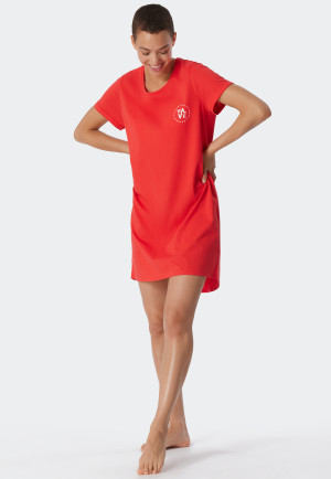Sleepshirt kurzarm Print rot - Essential Nightwear