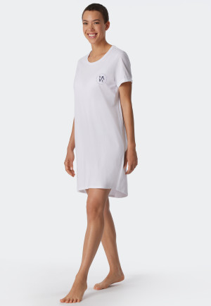 Sleepshirt kurzarm Print weiß - Essential Nightwear
