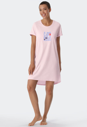 Sleepshirt kurzarm Print zartrosa - Essential Nightwear
