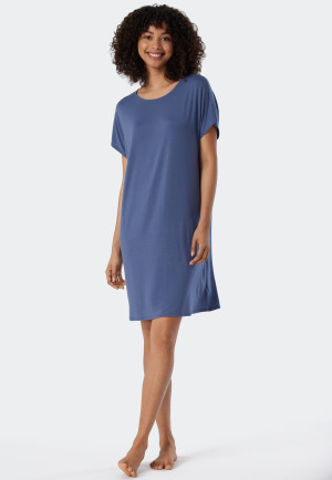 Sleepshirt kurzarm Tencel Oversized Fledermausärmel blau - selected! premium inspiration