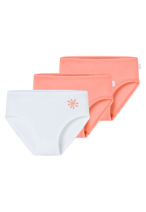 Lot de 3 culottes soleil abricot/blanc - Fine Rib