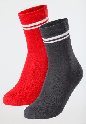Socken 2er-Pack Stay Fresh medium Schaft  rot/dunkelgrau - Fashion