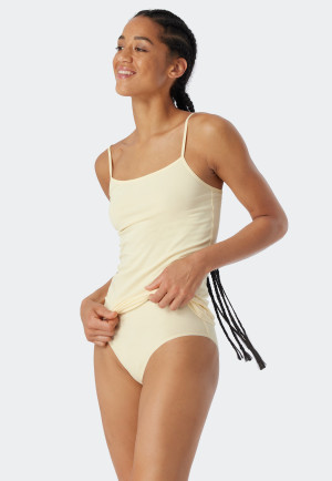 Confezione da 2 top con spalline sottili in cotone biologico, bianco/sabbia - 95/5 Bio
