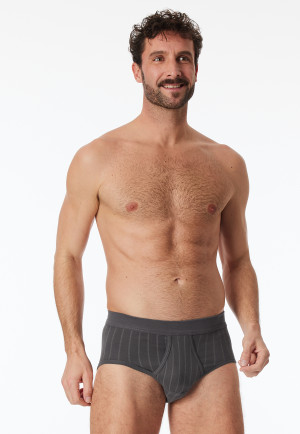 Slip de sport avec ouverture rayé anthracite - Fine Interlock