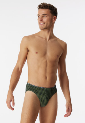 Slip supermini in cotone biologico con fantasia, verde oliva - 95/5
